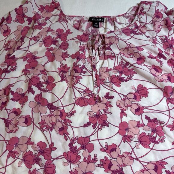A New Approach Top Womens XL Floral White And Pink Long Sleeve‎ Rayon - Picture 6 of 12
